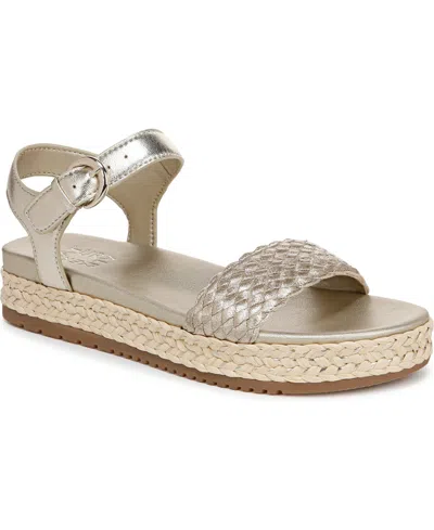Naturalizer Neila Ankle Strap Platform Sandal In Champagne Raffia,leather