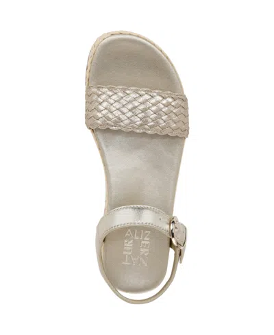 Naturalizer Neila Ankle Strap Platform Sandal In Champagne Raffia,leather