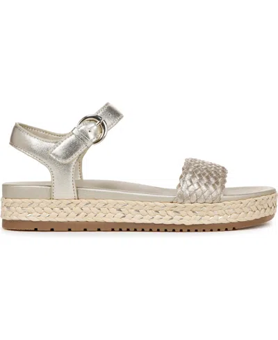 Naturalizer Neila Ankle Strap Platform Sandal In Champagne Raffia,leather