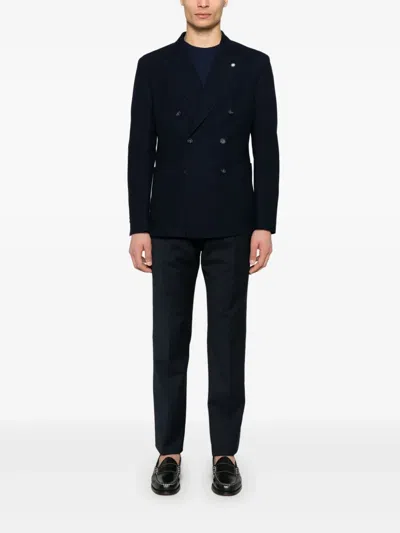 Manuel Ritz Double-breasted Blazer In Blue