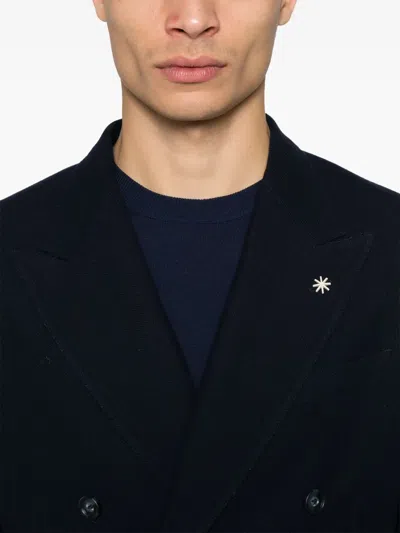 Manuel Ritz Double-breasted Blazer In Blue