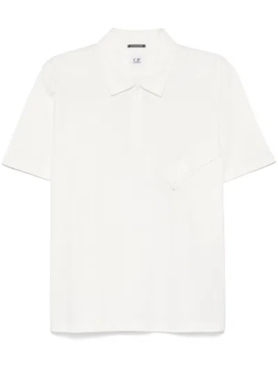 C.p. Company C.p.company Polo With Logo Patch In White