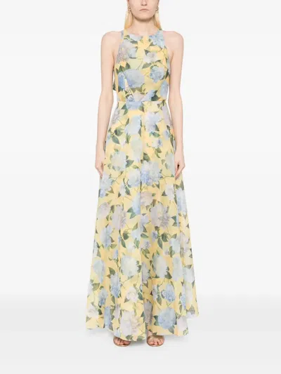 Sachin & Babi Kate Gown In Sun And Sea Peonies In Multi