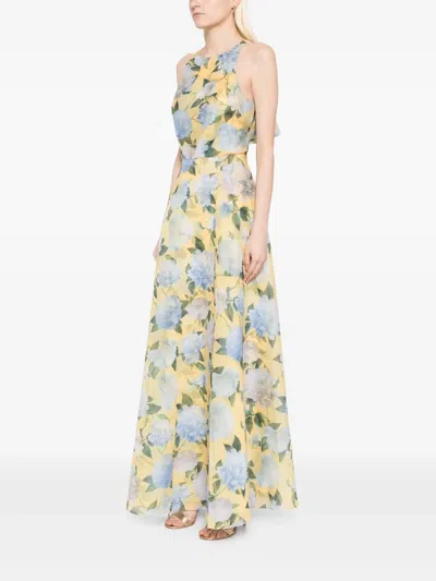 Sachin & Babi Kate Gown In Sun And Sea Peonies In Multi