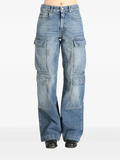 Rick Owens Drkshdw Faded Wash Cargo Double Jeans In Blue
