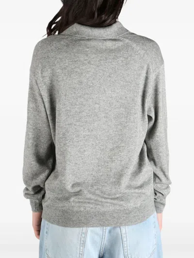 Auralee Fine-knit Polo-collar Sweater In Grey