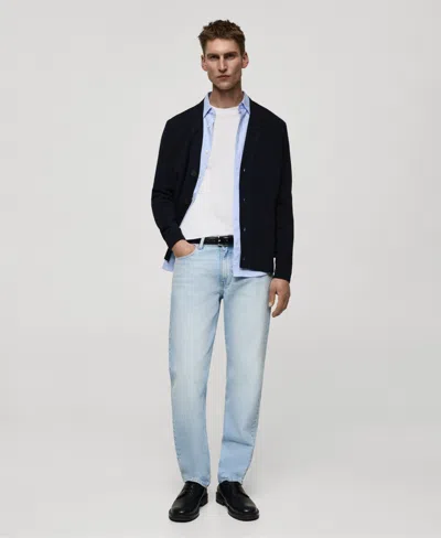 Mango Knitted Wool Blend Sweater Olive Green In Blue