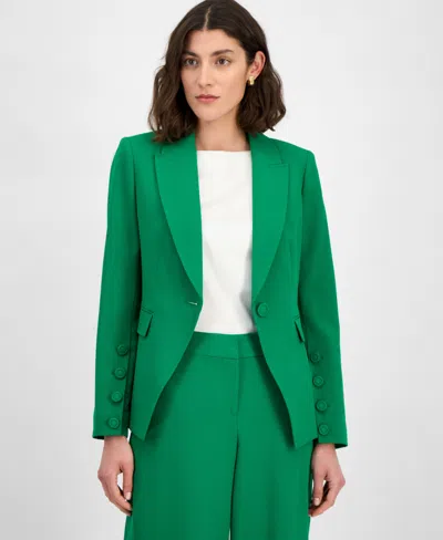 Tahari Asl Women's Peak-lapel Button-cuff Jacket, Regular & Petite In Emerald