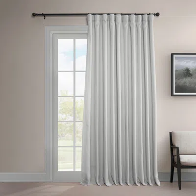 Half Price Drapes Oyster Extra Wide Textured Faux Linen Room Darkening Curtain In Grey