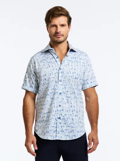 Robert Graham Makemo Short Sleeve Stretch Cotton Button-up Shirt In White