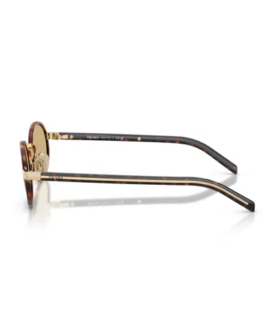 Prada Womens Brown Pr B56s Round-frame Tortoiseshell Metal Sunglasses In Root Tortoise