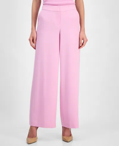 Tahari Asl Women's Mid-rise Wide-leg Career Pants In Pink Macaroon