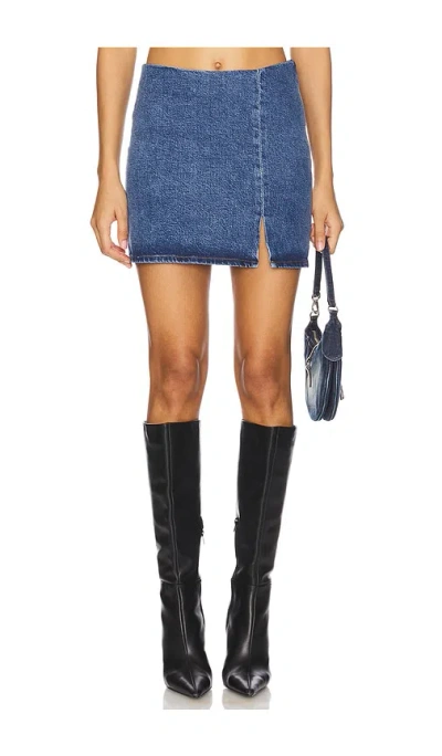 Good American Denim Mini Skirt In Indigo In Indigo771