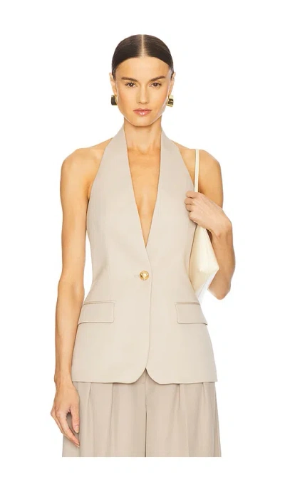 Giuseppe Di Morabito Wool Vest With Halterneck Design And Backless Style In 米色