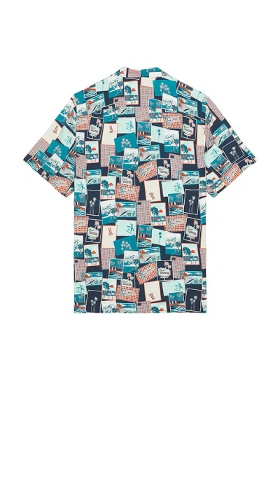 Original Penguin All Over Print Postcard Camp Shirt In Multi