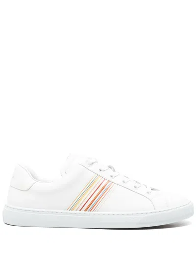 Paul Smith Hansen Sneakers With Multicolor Stripe Detail In White