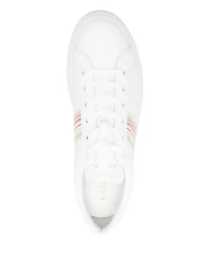 Paul Smith Hansen Sneakers With Multicolor Stripe Detail In White