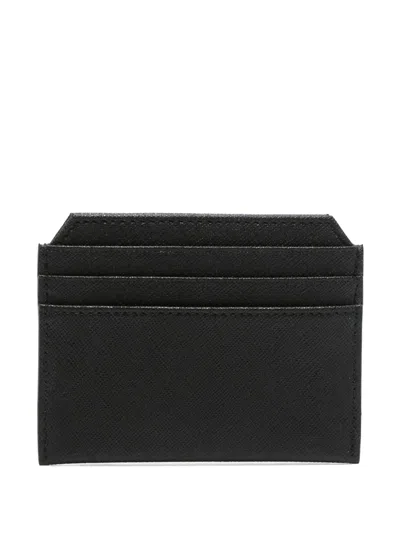 Vivienne Westwood Black Card Holder With Orb Detail On The Front In Grained Leather Woman