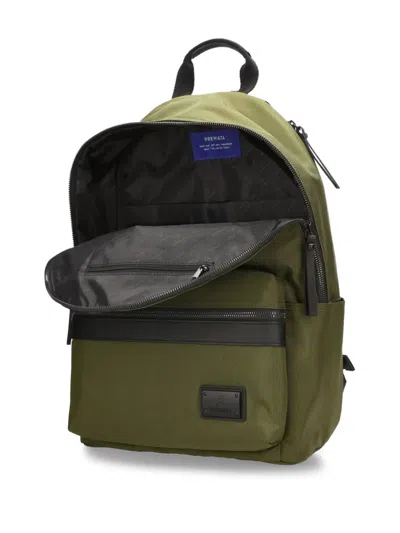 Premiata Structured Olive Green Nylon Backpack In Green