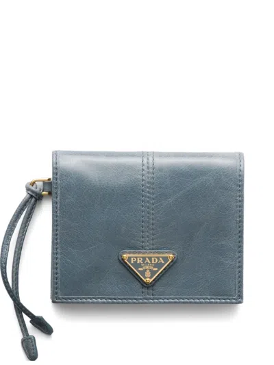 Prada Bifold Soft Leather Wallet In Blue