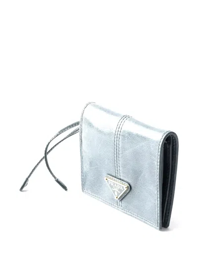 Prada Bifold Soft Leather Wallet In Blue
