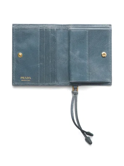Prada Bifold Soft Leather Wallet In Blue