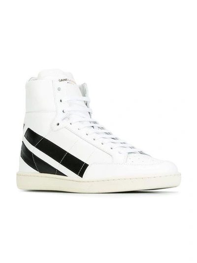 Shop Saint Laurent 'signature Court Classic' Star Hi-top Sneakers - White