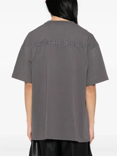 Musium Div. Logo-embroidered T-shirt In Grey