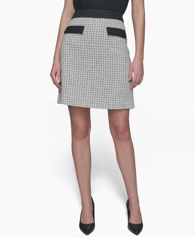 Karl Lagerfeld Women's Tweed A-line Mini Skirt In Black Multi