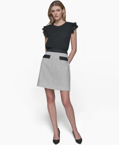 Karl Lagerfeld Women's Tweed A-line Mini Skirt In Black Multi