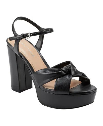Marc Fisher Deren Platform Heeled Sandal In Black Smooth