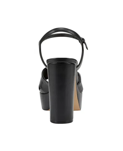 Marc Fisher Deren Platform Heeled Sandal In Black Smooth