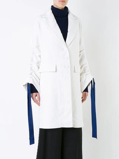 Shop Rossella Jardini Drawstring Sleeve Coat In White