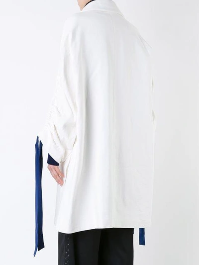 Shop Rossella Jardini Drawstring Sleeve Coat In White