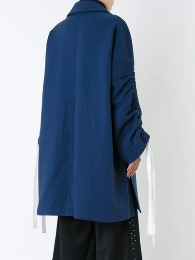 Shop Rossella Jardini Drawstring Sleeve Coat In Blue