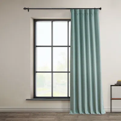 Half Price Drapes Nomad Tan Textured Faux Linen Room Darkening Curtain In Teal
