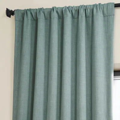 Half Price Drapes Nomad Tan Textured Faux Linen Room Darkening Curtain In Teal