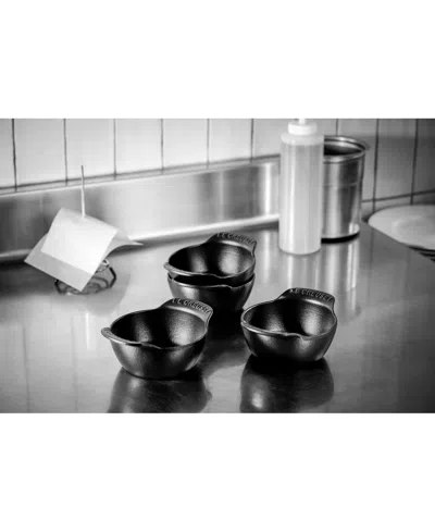 Le Creuset Enameled Cast Iron Mini Round Cocotte, Set Of 4 In Matte Black