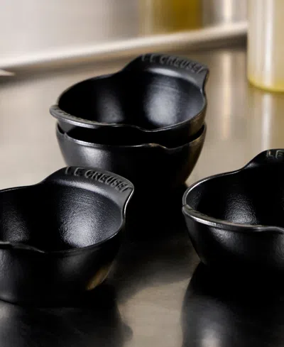 Le Creuset Enameled Cast Iron Mini Round Cocotte, Set Of 4 In Matte Black