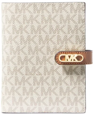 Michael Kors Michael  Empire Medium Tab Passport Wallet In Vanilla,acorn