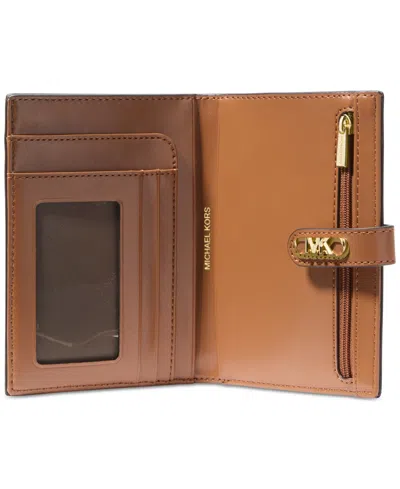Michael Kors Michael  Empire Medium Tab Passport Wallet In Vanilla,acorn