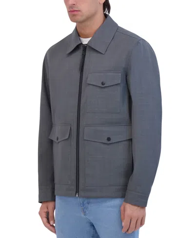 Robert Graham Men's Lightweight Textured Poly Utility Jacket In Gray