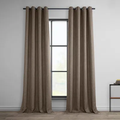 Half Price Drapes Dutch Cocoa Grommet Textured Faux Linen Room Darkening Curtain In Brown