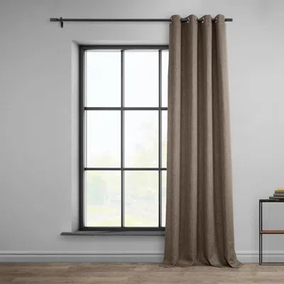 Half Price Drapes Dutch Cocoa Grommet Textured Faux Linen Room Darkening Curtain In Brown