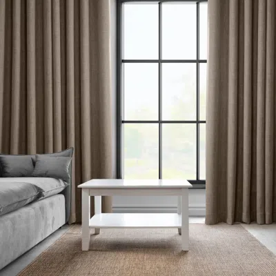 Half Price Drapes Dutch Cocoa Grommet Textured Faux Linen Room Darkening Curtain In Brown