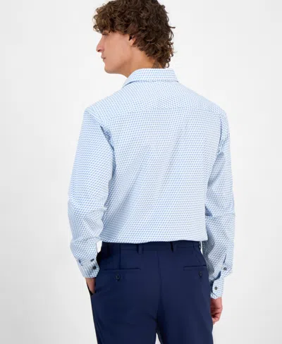 Alfani 100180437mn Dress Shirt Men's Blue Nick Geo-print Stretch Slim Fit Fts6 In Blue
