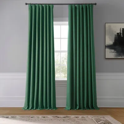 Half Price Drapes Key Green Textured Faux Linen Room Darkening Curtain In Green