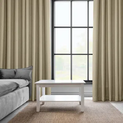 Half Price Drapes Thatched Tan Grommet Textured Faux Linen Room Darkening Curtain In Beige,tan