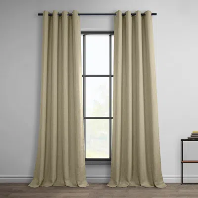 Half Price Drapes Thatched Tan Grommet Textured Faux Linen Room Darkening Curtain In Beige,tan