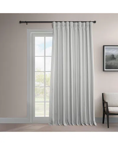 Half Price Drapes Oyster Extra Wide Textured Faux Linen Room Darkening Curtain In Grey